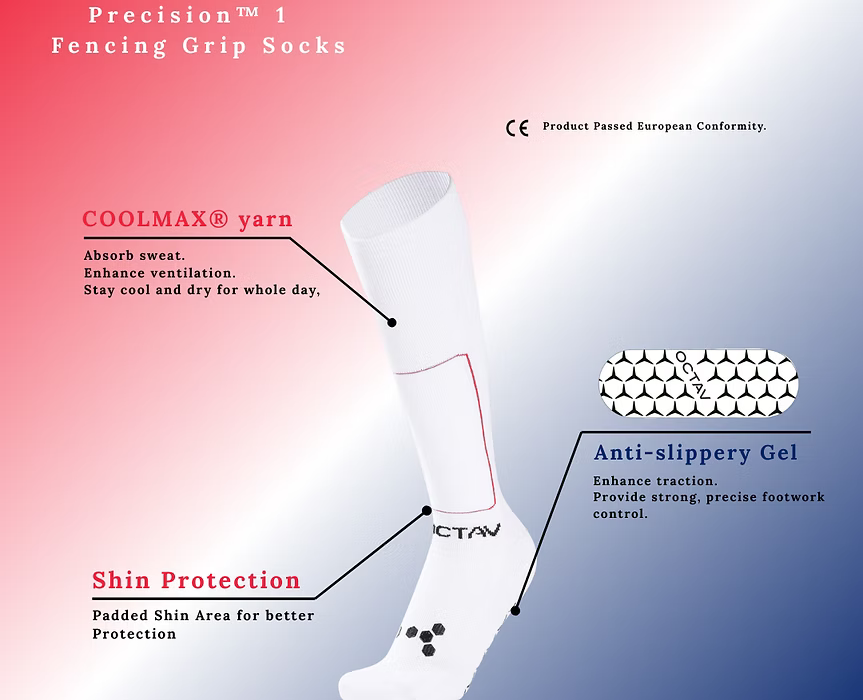 Precision™️ 1 - White Fencing Grip Socks