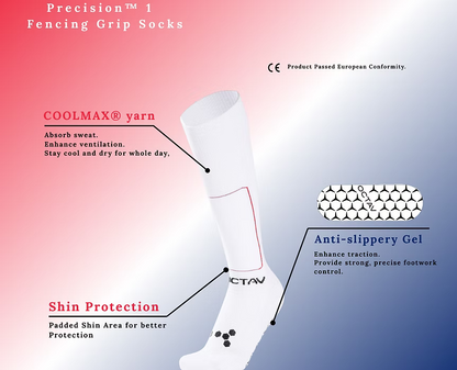 Precision™️ 1 - White Fencing Grip Socks